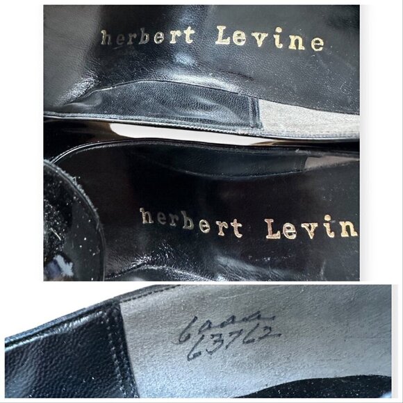 Vintage Herbert Levine Black Patent Stiletto Pumps with Rosette, Size 6AAA - Picture 10 of 16